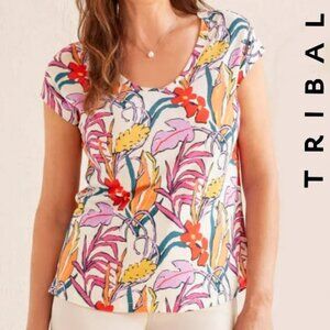 Tribal Cap Sleeve Foliage Top (XL)